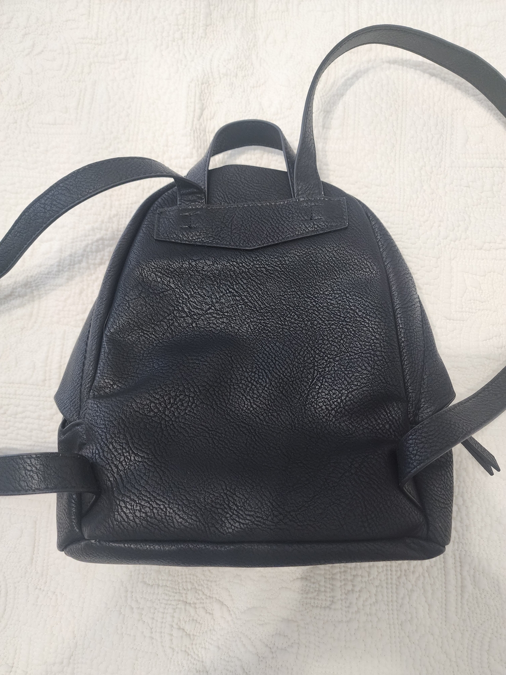 Universal Thread Black Faux Leather Mini Backpack with Interior Zipper Pocket